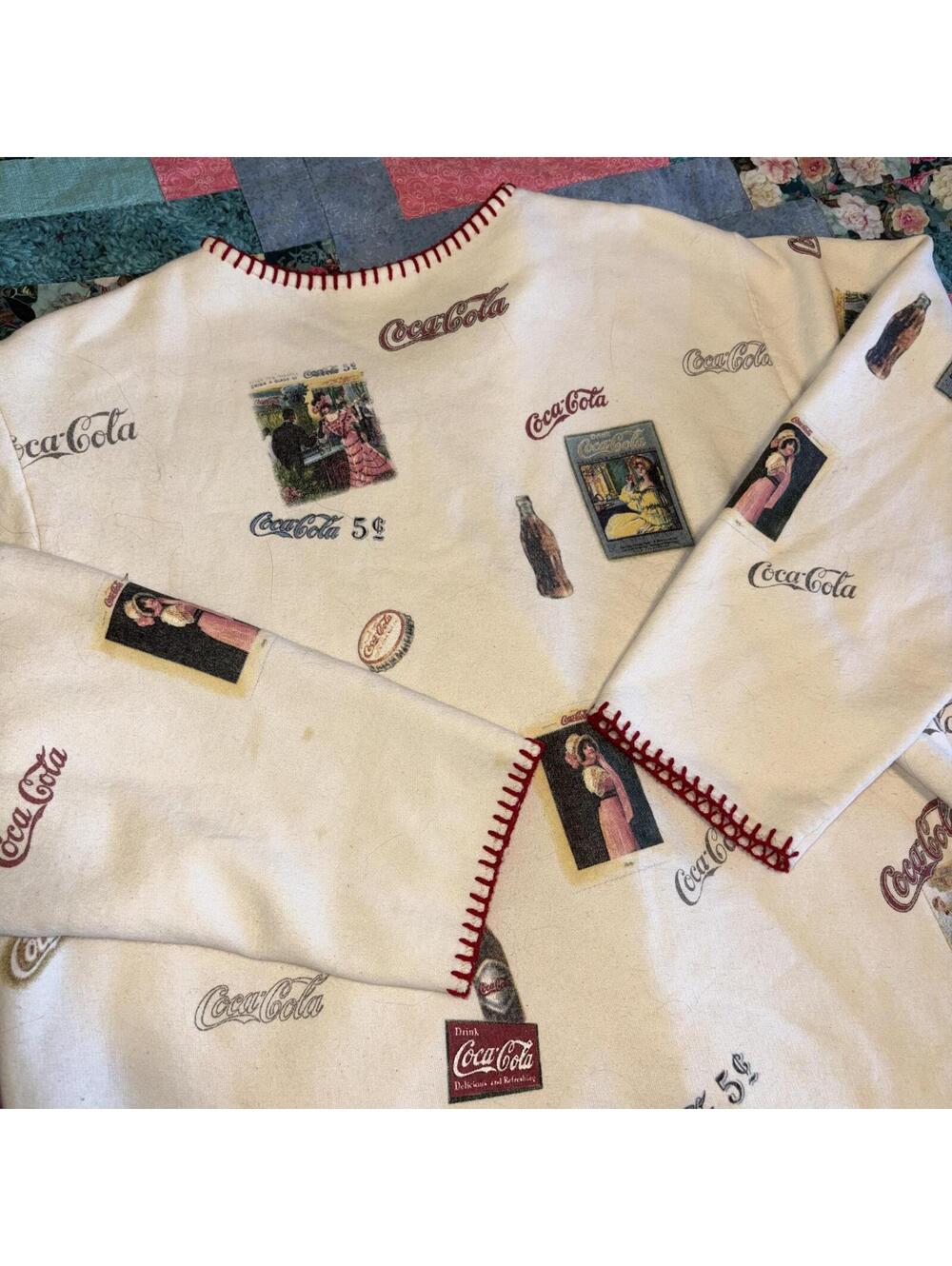 Vintage Y2K Coca-Cola Womans Large Button-Up Cardigan Sweater Cozy Casual - Picture 4 of 8